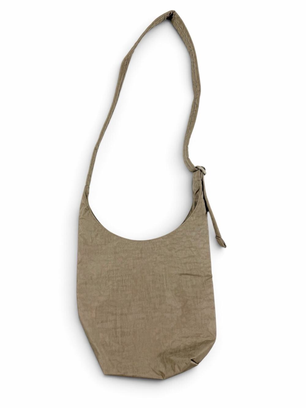 BAGGU Small Nylon Sling Shoulder Bag Taupe Tan Brown Adjustable Strap